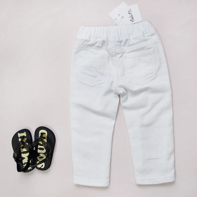 Thunderers/Детские джинсы на весну-осень новые модные рваные детские штаны белого цвета одежда для малышей 18 мес.-6 лет