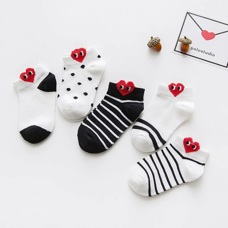 5 Pairs/lot New Autumn Soft Cotton Boys Girls Short Socks Cute Cartoon Pattern Cute Kids Socks for Baby Boys Girls 1-3Y - Цвет: C009