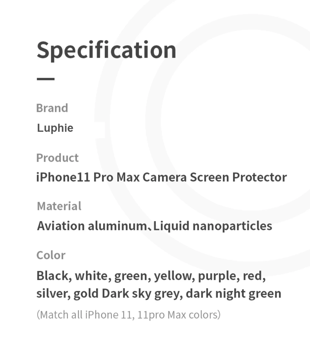 Luphie роскошный протектор объектива камеры для iPhone 11 Pro Max закаленное стекло+ металлический задний объектив защитное кольцо для экрана для iPhone11 pro