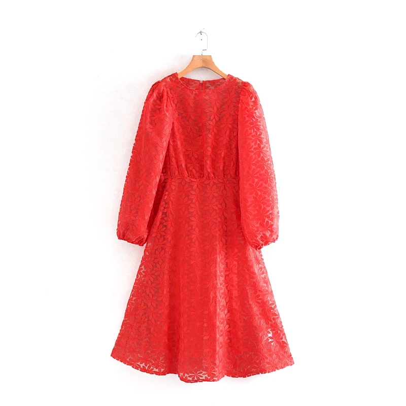 Tangada осеннее женское платье с цветочной вышивкой с длинным рукавом в стиле бохо Модное Длинное платье vestidos feminina 2W106 - Цвет: Красный