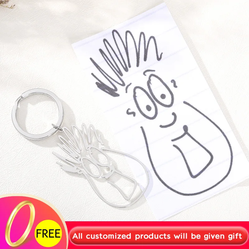 Custom Children's Drawing Keychain Kid's Art Child Artwork Personalized Name Keyring Custom Jewelry BFF Christmas Gifts for Kids