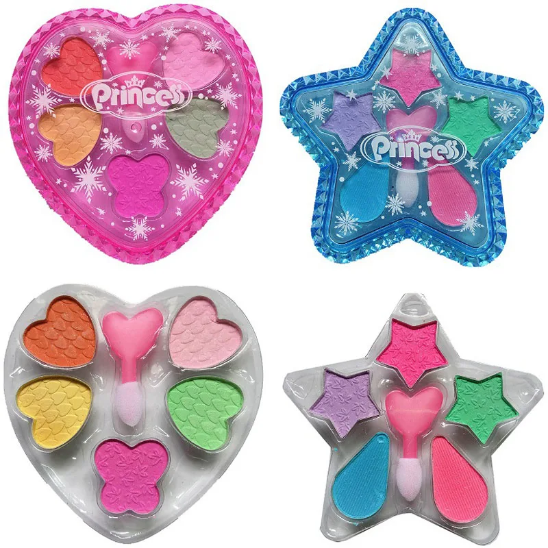 Estrella creativa corazón niños ojo colorido colorete de sombra cosméticos chica DIY lavable maquillaje juguetes para juego de imitación de cumpleaños
