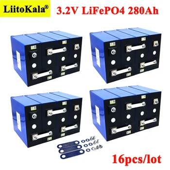 شراء16x3.2V 280Ah LiFePO4 بطاريات DIY 4s 12V 24V 280AH بطارية قابلة للشحن حزمة ل سيارة كهربائية RV الشمسية الطاقة تخزين نظام