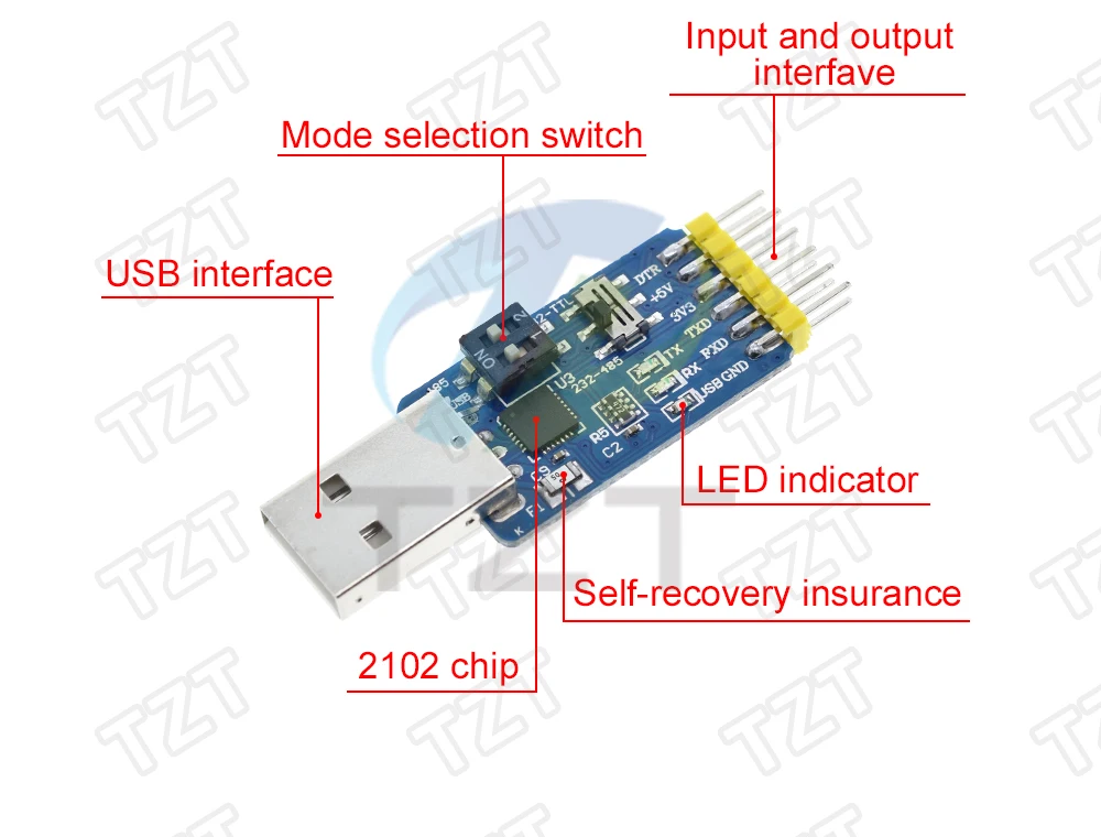 1 шт. отличный USB CP2102 к ttl RS232 USB ttl к RS485 взаимное преобразование 6 в 1 модуль преобразования хорошее