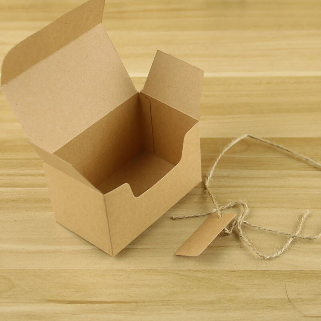 50pcs Kraft Paper Gift Boxes Candy Cake Cookies Party Wedding Brown Box Tags