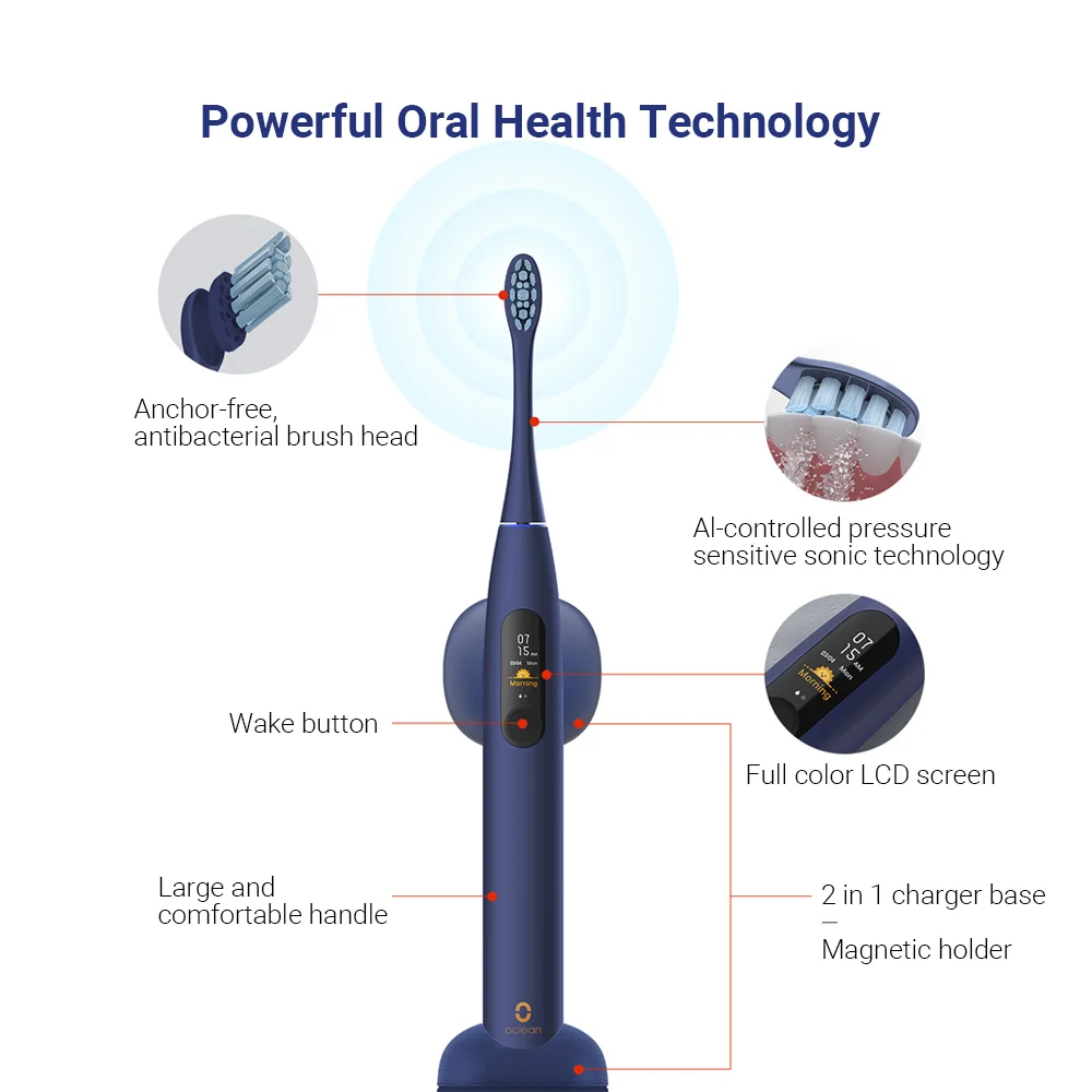 Oclean X Pro Smart Ulsonic Electric Toothbrush Global Version With Touch Screen IPX7 Fast Charging Adult Electric Tooth Brush Oclean X Pro Smart Ulsonic Electric Toothbrush Global Version With Touch Screen IPX7 Fast Charging Adult Electric Tooth Brush