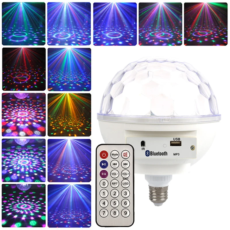 Portable MP3 LED Music Bulb LED Stage Light Voice Control KTV Projector Wedding Supplies Colorful Loudspeaker Bluetooth 4.0