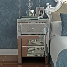 Комод с 3 ящиками, прикроватная тумбочка для спальни, зеркальный прикроватный шкаф/прикроватный столик