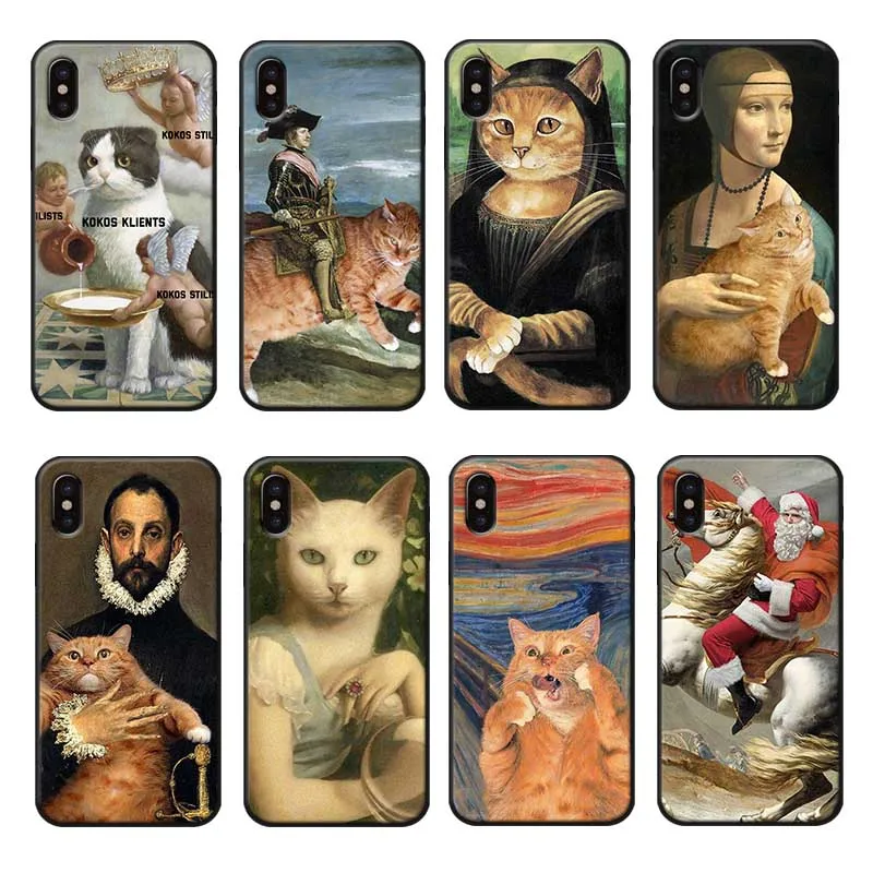 Для iPhone 11 Pro Max 2019 Прозрачный мягкий силиконовый чехол для телефона Mona Lisa Pat Cat Art