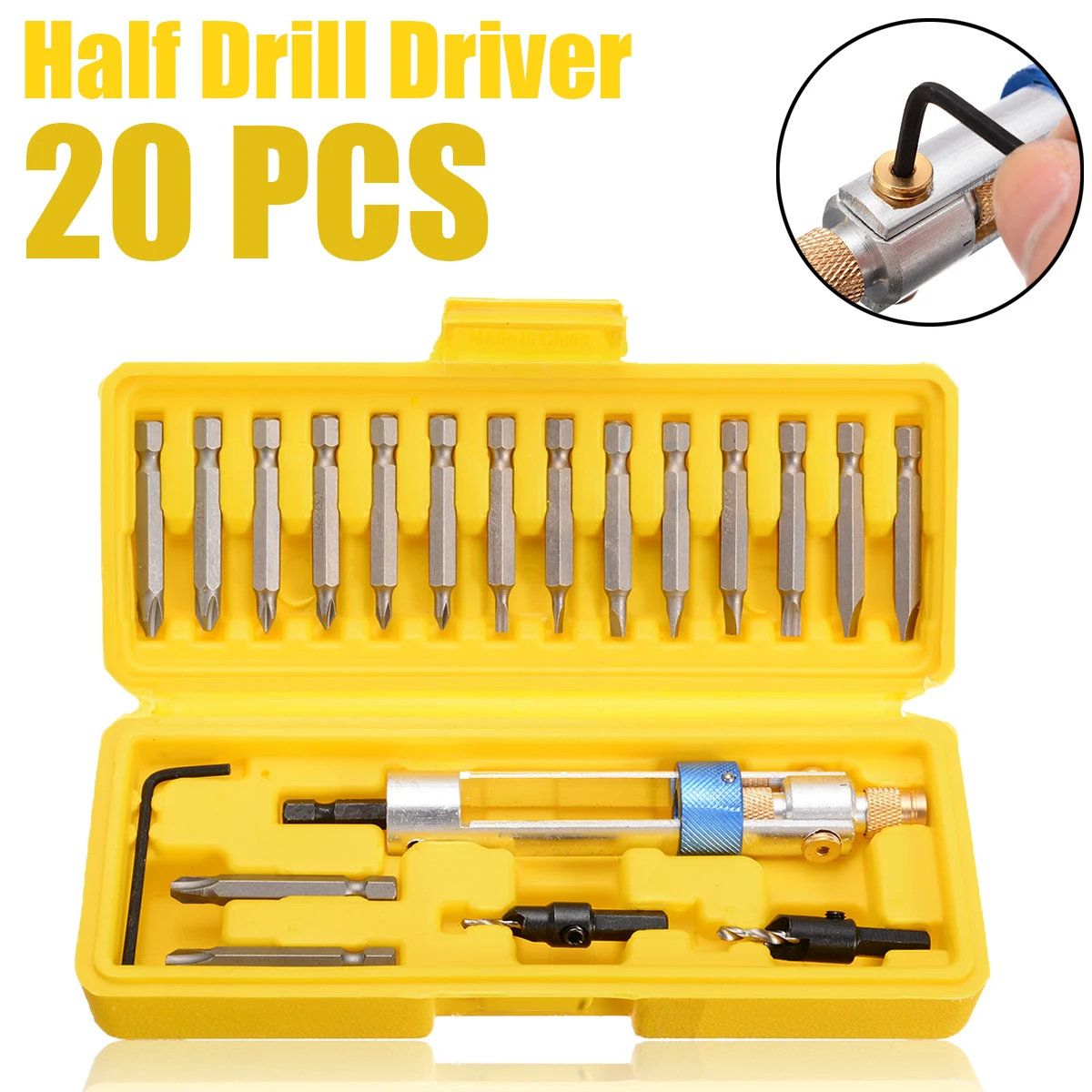 

20pcs Half Time Drill Driver Bit Set Swivel Head Quick-Change Screwdriver Bits Mayitr For Power Tools