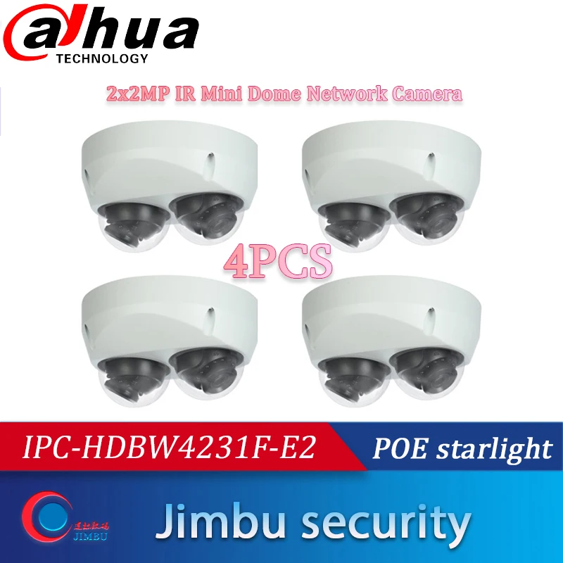 Купольная ip-камера Dahua 2MP POE starlight H.265& H.264 IR20m IK10 IP67 Micro SD memory 128G Smart Detection IPC-HDBW4231F-E2-M 4 шт