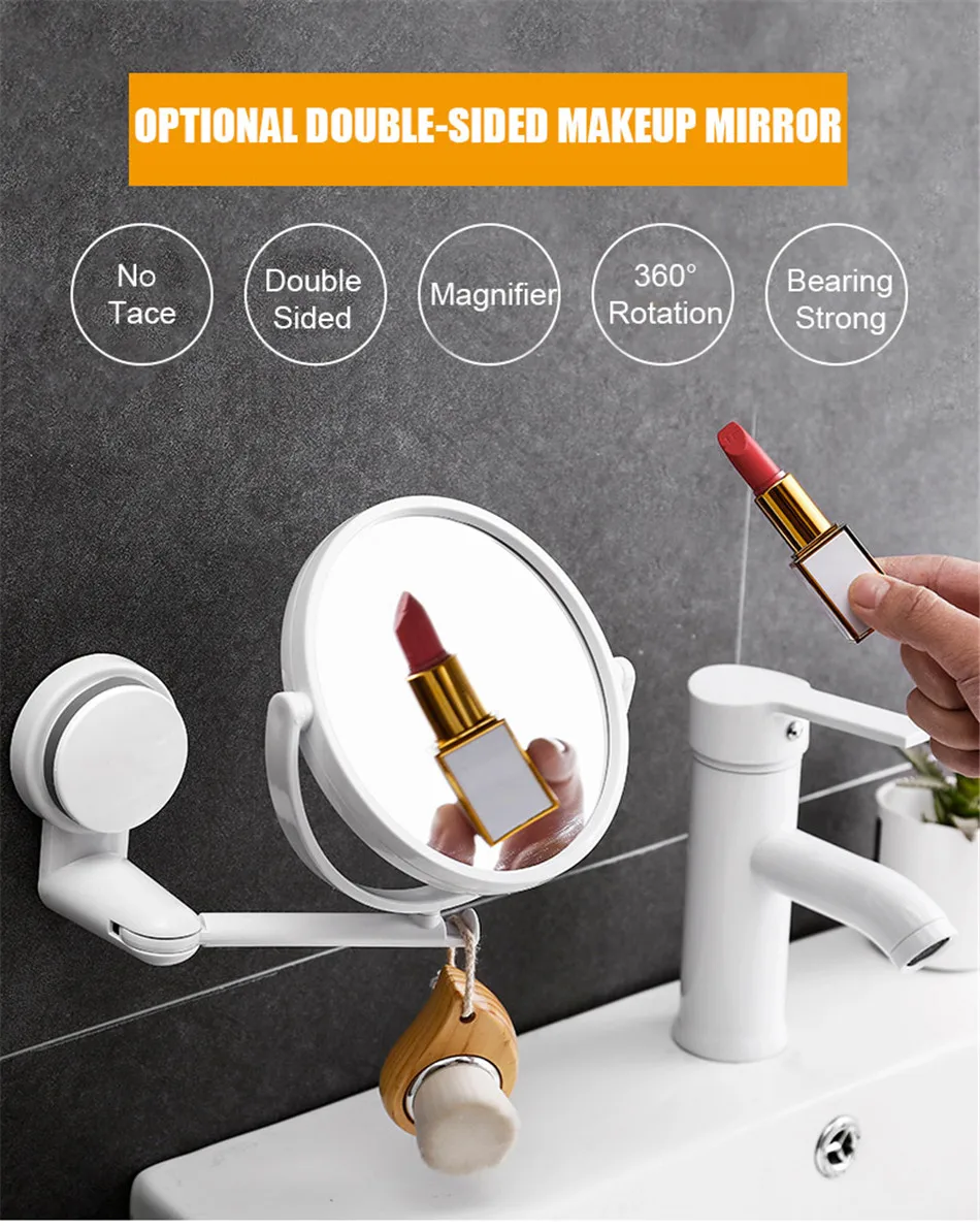 GESEW двухстороннее вращающееся зеркало для макияжа маленькая ванная комната зеркало бесплатно пробивая наборы аксессуаров для ванной комнаты