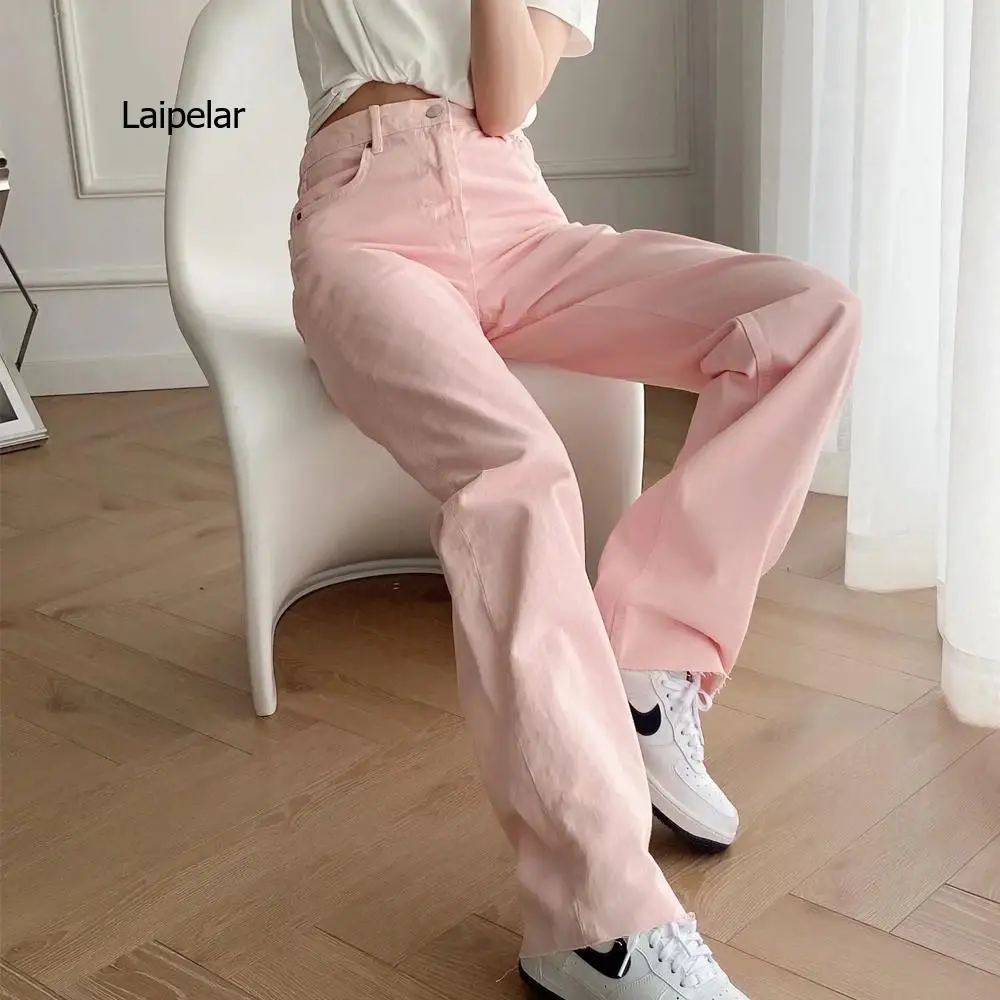 

Женские брюки, свободные джинсы, Длинные Мешковатые джинсовые брюки с высокой талией и эффектом потертости, модные прямые брюки-цилиндры с карманами