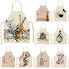 Musicial Note Guitar Piano Kitchen Aprons Women Cotton Linen Bibs Household Cleaning Pinafore Home Cooking Apron 53*65cm WQL0141 ► Photo 1/6