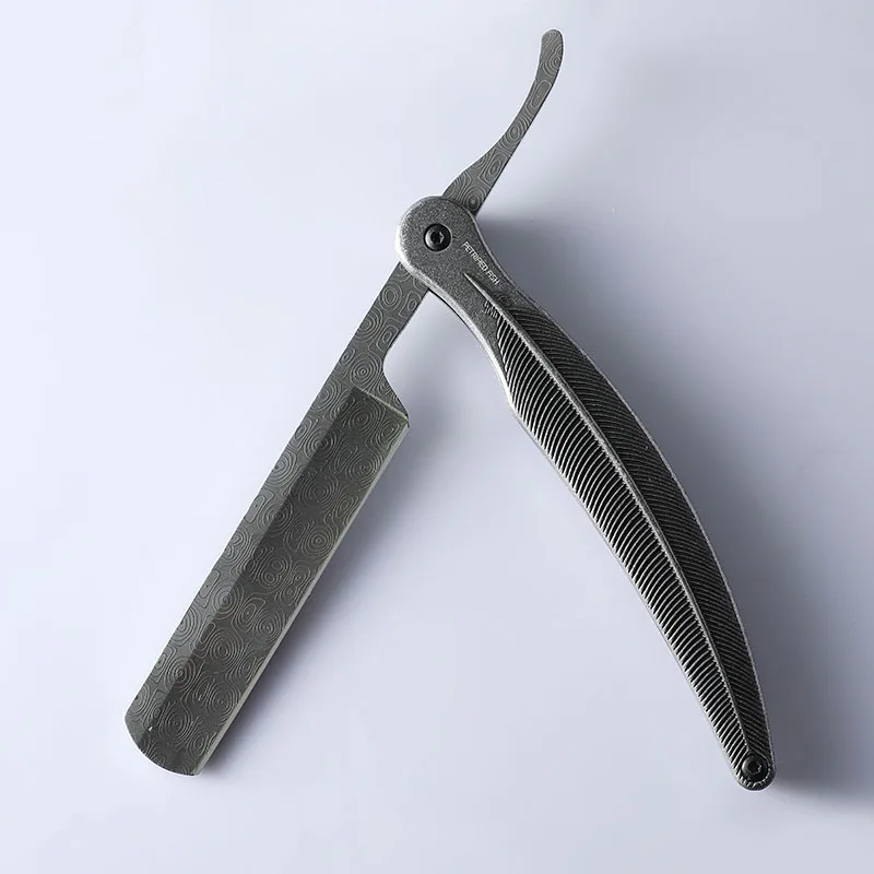 Окаменелое рыбы бритвы 9CR18MOV Нержавеющая сталь лезвие, с алюминиевой ручкой складной нож для ежедневного использования, Для мужчин бритвенный Парикмахерская бритвенный инструмент для повседневного использования