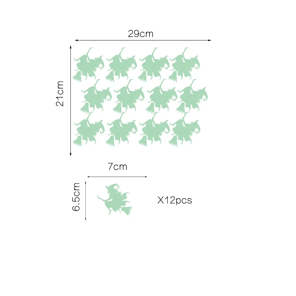 Светящиеся Настенные наклейки на Хэллоуин стикер s ПВХ летучая мышь маска ведьмы Призрак странные вещи плакат декоративные наклейки, съемные украшения для домашнего праздника - Цвет: witch 12pcs