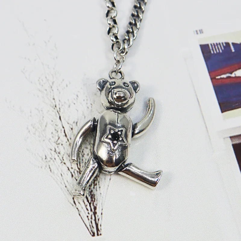 

Zuo jiu kuan S925 Fine Silver Retro Cool Hip Hop Necklace Cool Punk Europe And America Exaggeration INS Autumn And Winter Sweate