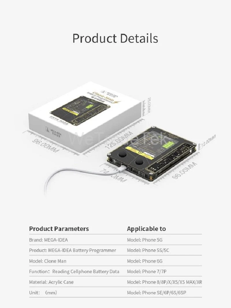 Qianli Mega-idea программист батареи для iPhone 5 6 6s 7 7P 8 X XS Макс. Батарея для записи и чтения данных, очистка цикла батареи