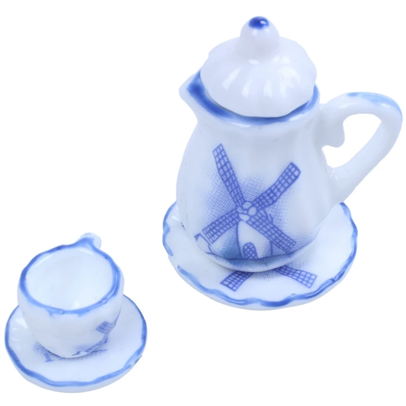 Dollhouse Miniature Country Windmill Dish And Tea Set~ 15 Pieces