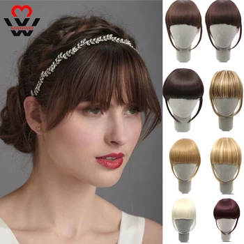 

MANWEI Fake Bangs Extensions False Fringe Clip On Fringe Hair Clips Brown Blonde Women Fashion Bangs Accessories