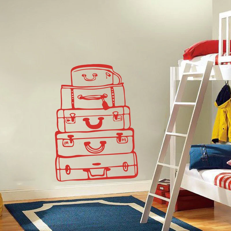 Large Travel Bags Wall Sticker Bedroom Living Room Luggage  Suitcase Travel Wall Decal Baby Nursery Kids Room Vinyl Decor (2)