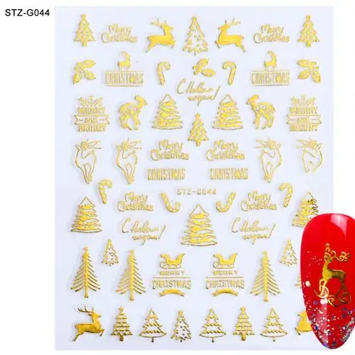 STZ G044 Golden 10 шт./компл. 3D блеск со снежинками Санта маникюрный Стикеры клейкая Наклейка Декор для маникюра инструмент для нейл-арта украшения для ногтей для макияжа - Цвет: STZ G044 Golden