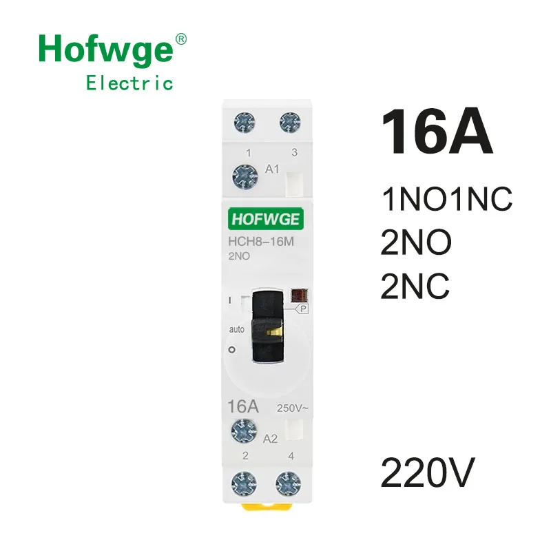HCH8-16M 2P 16A 220V Din Rail Household AC Modular Contactor With Manual Control Switch 2NO 1NO1NC or 2NC | Обустройство дома