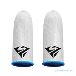 Breathable Anti-Sweat Gaming Finger Sleeves - 2-Pack Thumb and Fingertip Covers (White blue)