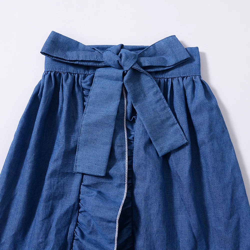 Новинка весны 2019 детская одежда топ на бретельках с кружевной джинсовой юбкой и