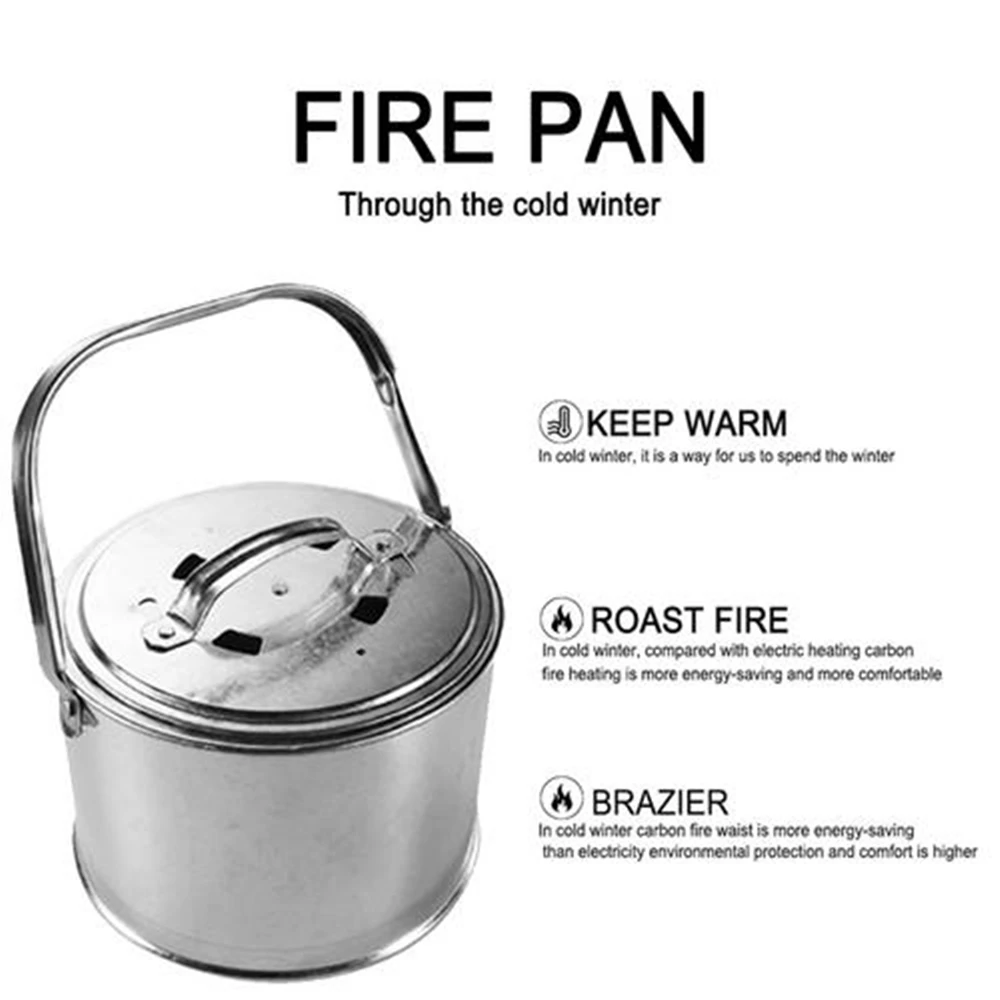 Portable Charcoal Heating Basin, Outdoor Fire Pit, Barbecue Charcoal Grill, Stainless Steel, Heating Furnace