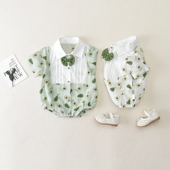

Baby Romper Summer Short Sleeve Jumpsuit Newborn Triangle Romper Cute Fruit boys Girls bow Clothes