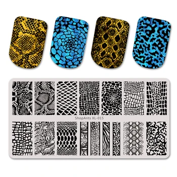 

ShopAnts Python Skin Flower Nail Stamping Plates Set Boa Alligator Image Nail Mold Stencil Stamping Nail Art Templates