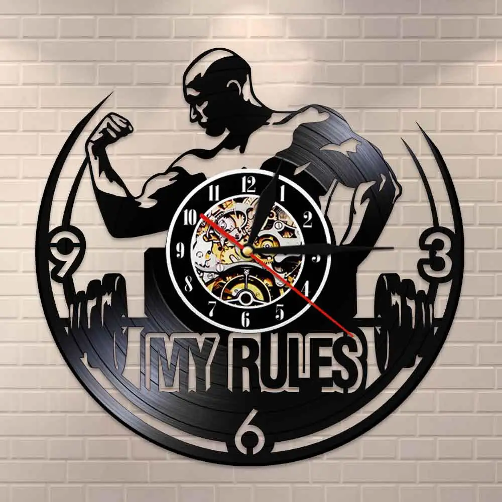 Мотивационные настенные часы My Rules с цитатами для тренажерного зала мужские