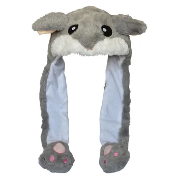

DOUBCHOW Ear Moving Cute Plush Grey Hamster Animal Hat with Paws for Adults Teenagers Kids Boys Girls Costume Winter Hats Beanie