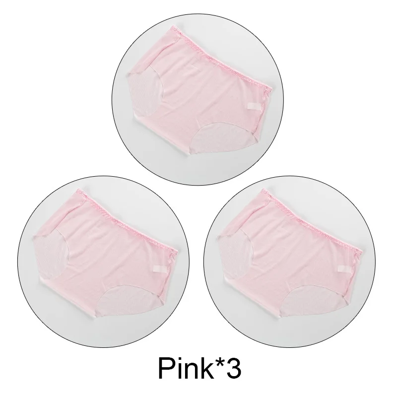 3 шт./партия, прозрачные трусы с сеткой, пикантный женский бесшовный трусы, ультра-тонкое нижнее белье средней высоты, дышащее белье, большие размеры - Цвет: Pink-3