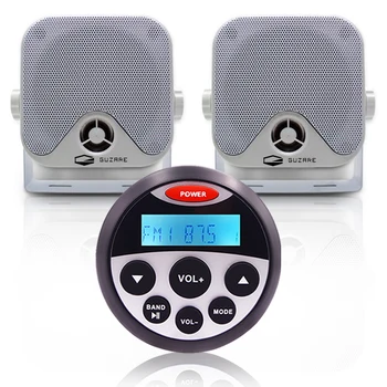 

Waterproof Marine Radio Bluetooth Stereo FM AM Digital Media Audio Player+ 4 inch Marine Speakers For ATV UTV Golf Boat Tractor