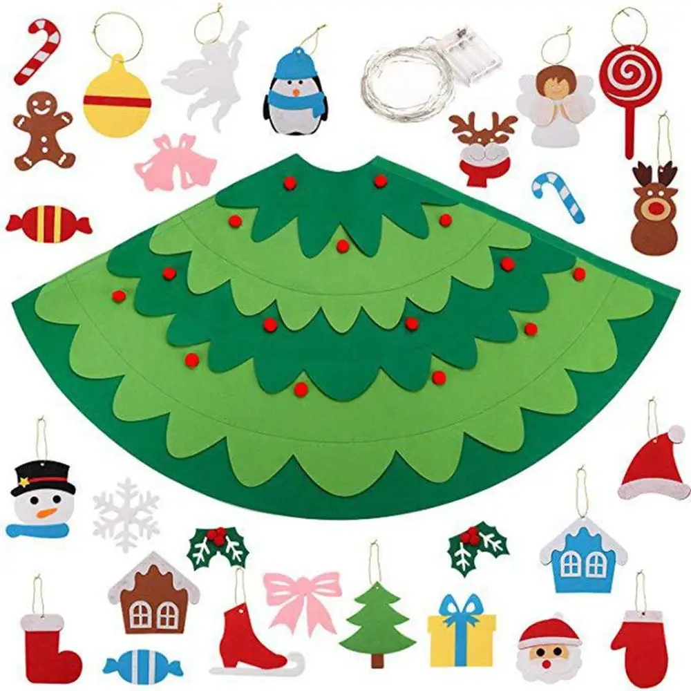 Войлок Diy Мини Рождественская елка украшения для детских игрушек подарки мешок поддельные цветы Рождественская елка орнамент год