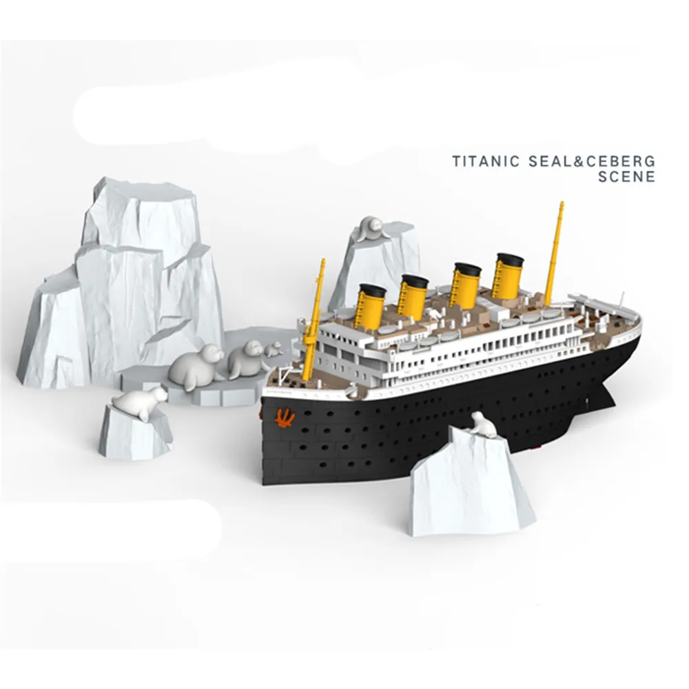 

Titanic Seal Iceberg Model Kit/ Port Scene Vehicle Q Edition Glue-free Color Separation Model Ship Assemble Kit