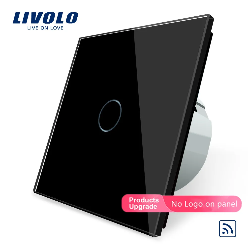 Выключатель Livolo со стеклянной панелью евростандарт 220 ~ 250 В|black crystal glass panel|livolo eu