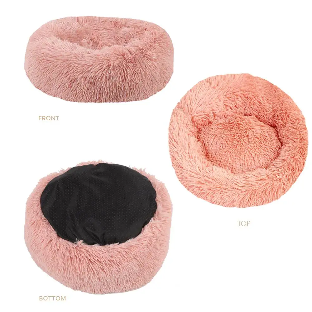  Dog Round Cat Dog Bed Warm Sleeping Bag Long Plush Soft Pet House Calming Bed Comfortable Cat Litte