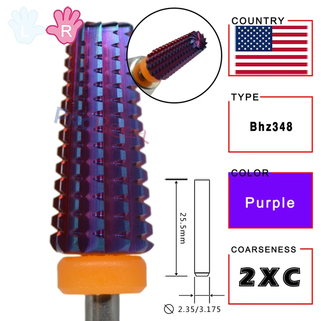 Proberra Right hand Strongest 5 IN 1 Carbide Purple multi-function Tungsten Carbide nail milling purple drill bits Purple-XXC