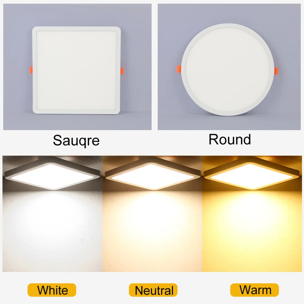 T-SUNRISE ультратонкий Светодиодный светильник 220 В 6 Вт 8 Вт 15 Вт 20 Вт светодиодный потолочный круглый квадратный встраиваемый светильник светодиодный панельный светильник для спальни и кухни