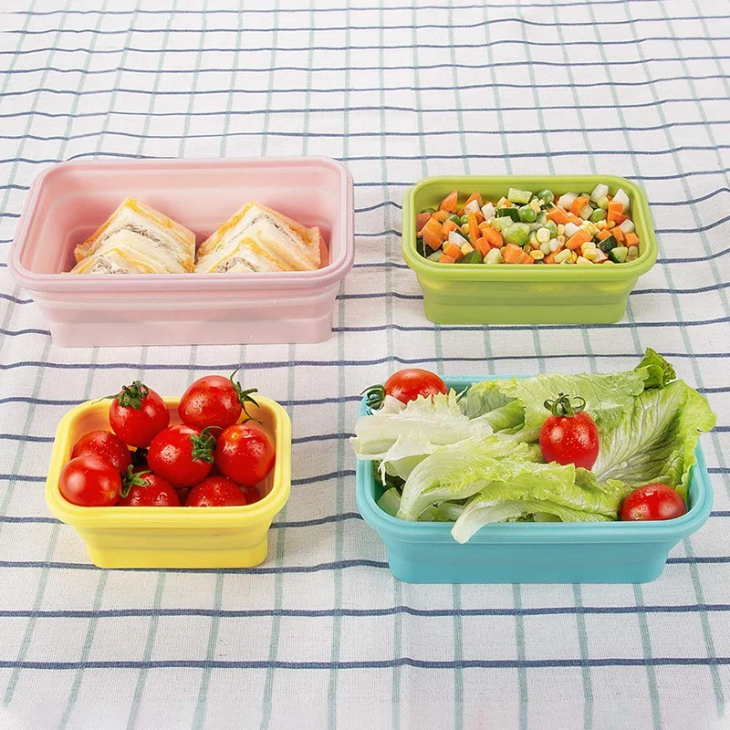 Botique-4Pcs силиконовый Коробки для обедов складной Портативный ...