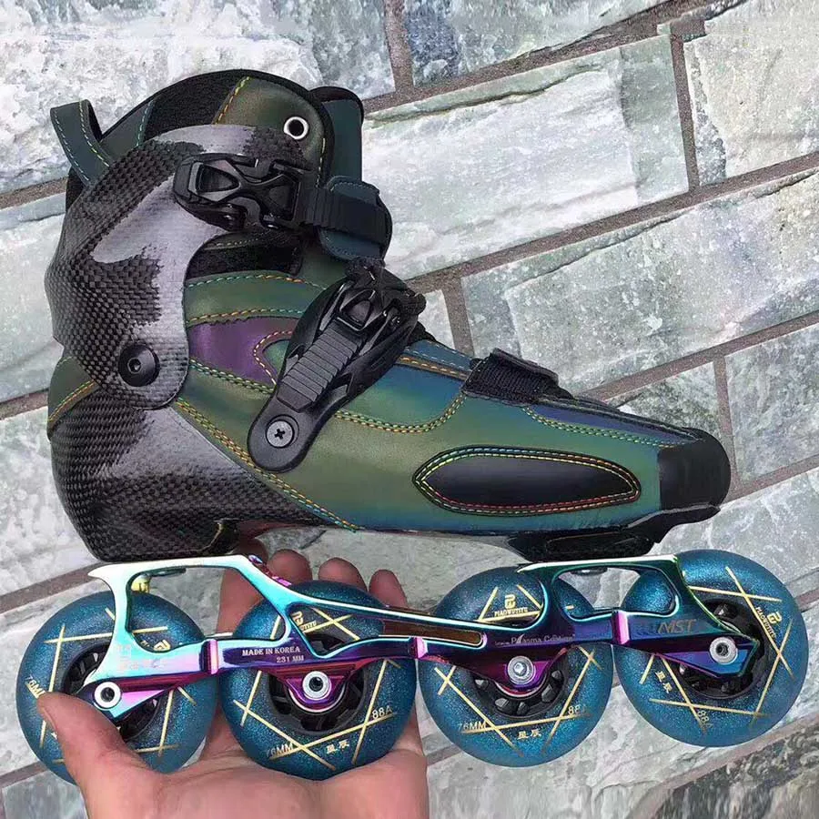 

2020 Reflective Carbon Fiber Slalom Inline Skates Child Adult Roller Skating Shoes Sliding Patines Similar With SEBA IGOR KSJ