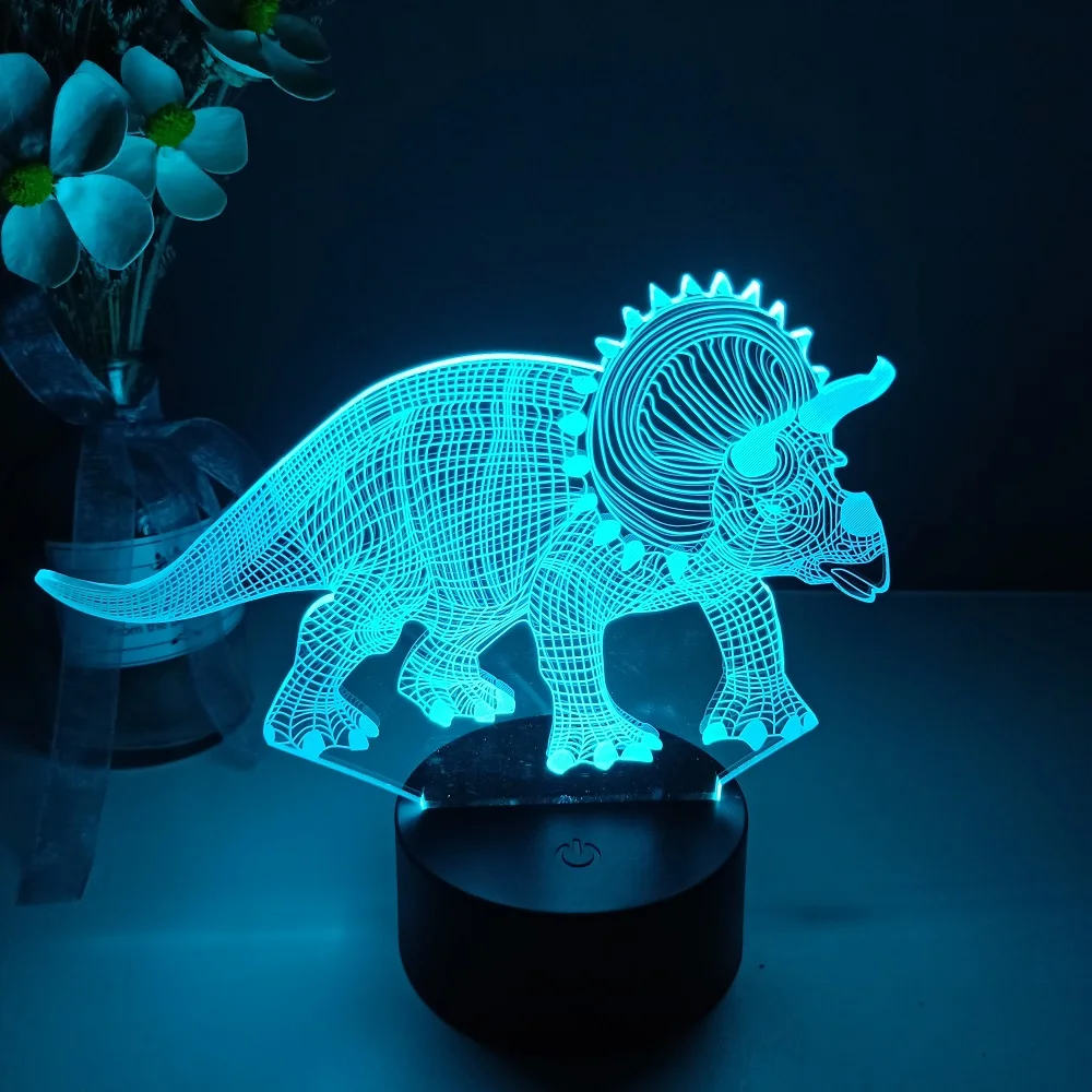 3D Night Light Dinosaur Desk Lamp 7/16Color Touch Remote Control Cartoon Table Lamps Home Decor For kid Birthday Christmas Gift dinosaur light Night Lights