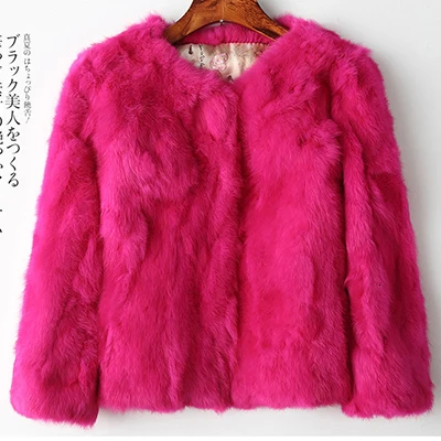 Зимние короткие теплые пальто из натурального меха, женская мягкая меховая куртка с кроличьим мехом, Женская плюшевая верхняя одежда, повседневная верхняя одежда размера плюс, модная новинка для женщин - Цвет: rose red