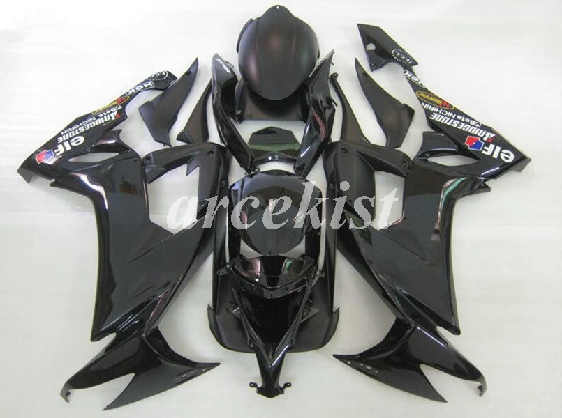 4 подарки ABS пластик полный обтекатель комплект подходит для Kawasaki Ninja ZX-10R 2008 2009 2010 08 09 10 10R Кузов Набор черный эльф