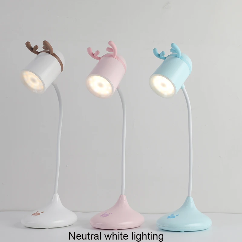 充電式かわいい鹿ホーンデザイン Usb 充電調光可能な Led ナイトライトベッドサイドデスクランプ読書研究光のための 3 色 デスクランプ Aliexpress