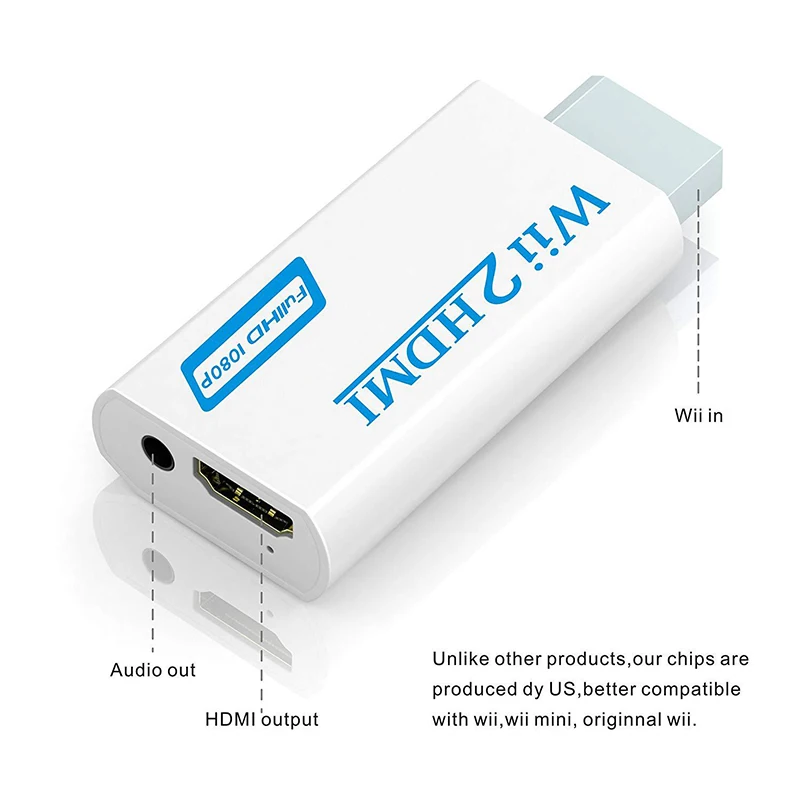 Преобразователь адаптер Full HD 1080P для Wii в HDMI преобразователь 3 5 мм аудио ПК
