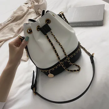 

2020 New Style Chain Sling Bucket Women's Fashion Graceful Sling Drawstring Mini Bag